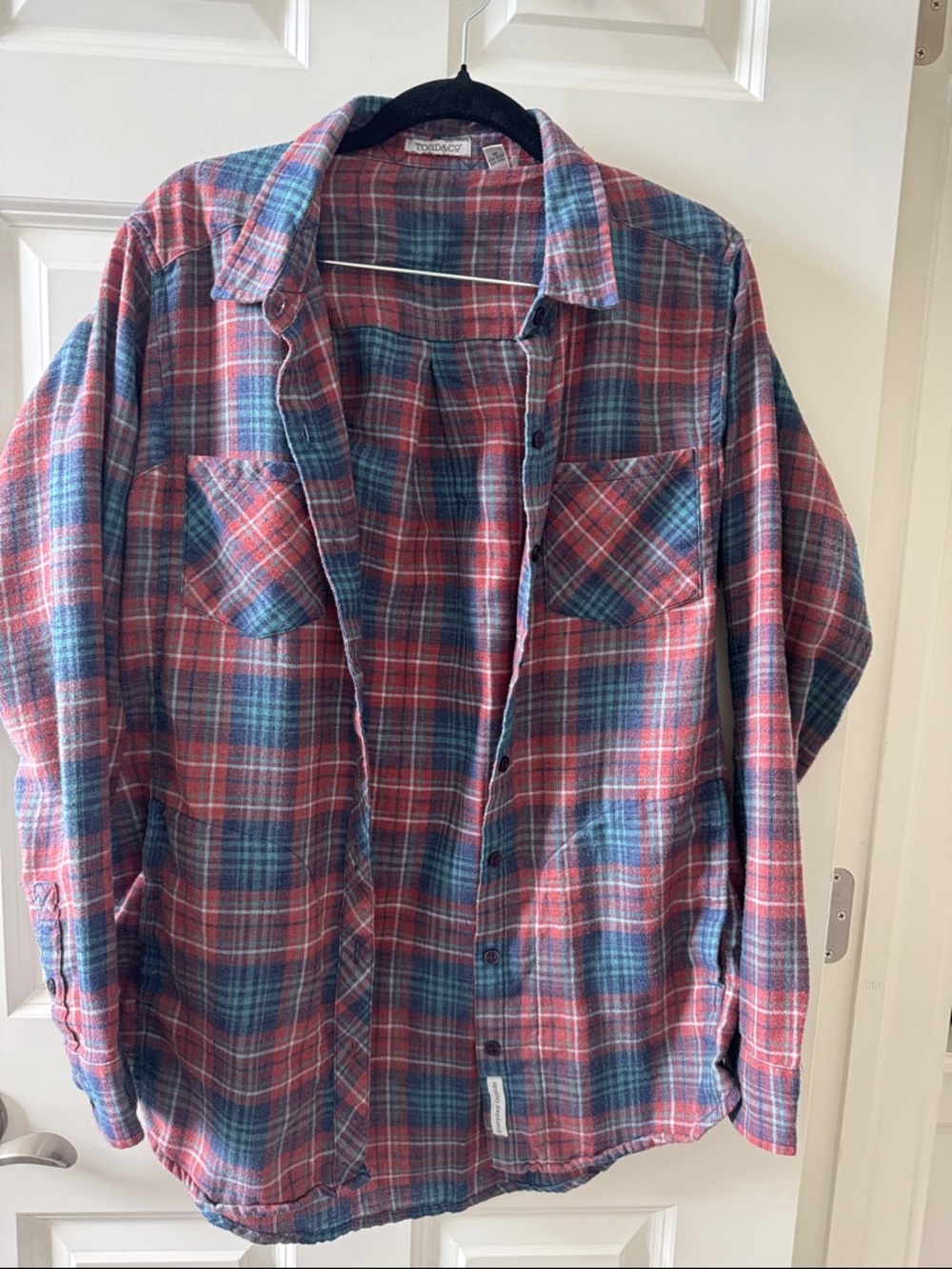 Toad&Co Women's Red & Blue Plaid Flannel